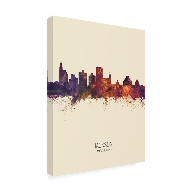 Michael Tompsett 'Jackson Mississippi Skyline Portrait III' Canvas Art
