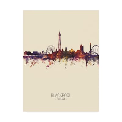 Michael Tompsett 'Blackpool England Skyline Portrait III' Canvas Art