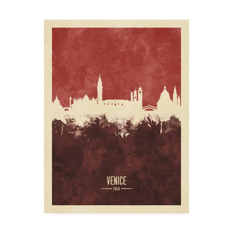 Michael Tompsett 'Venice Italy Skyline Red II' Canvas Art