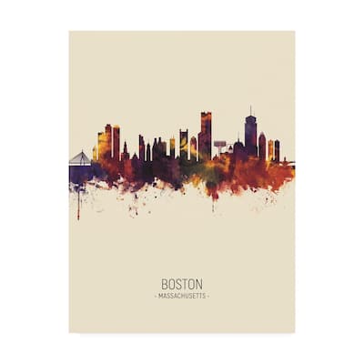Michael Tompsett 'Boston Massachusetts Skyline Portrait III' Canvas Art
