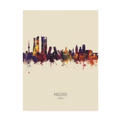 Michael Tompsett 'Madrid Spain Skyline Portrait III' Canvas Art