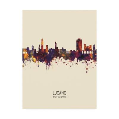 Michael Tompsett 'Lugano Switzerland Skyline Portrait III' Canvas Art