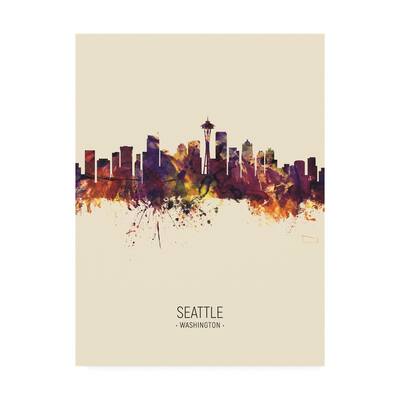 Michael Tompsett 'Seattle Washington Skyline Portrait III' Canvas Art