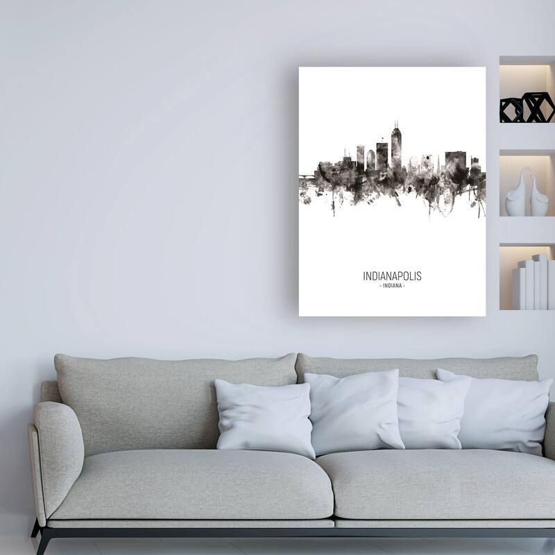 Michael Tompsett 'Indianapolis Indiana Skyline Portrait II' Canvas Art