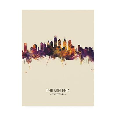 Michael Tompsett 'Philadelphia Pennsylvania Skyline Portrait III' Canvas Art