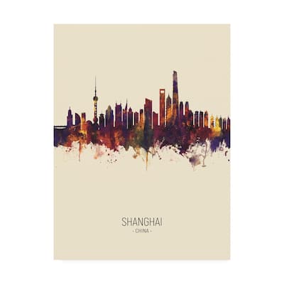 Michael Tompsett 'Shanghai China Skyline Portrait III' Canvas Art