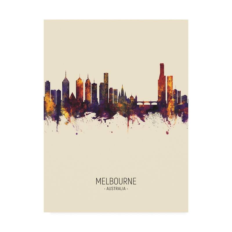 Michael Tompsett 'Melbourne Australia Skyline Portrait III' Canvas Art