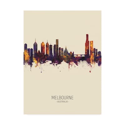 Michael Tompsett 'Melbourne Australia Skyline Portrait III' Canvas Art