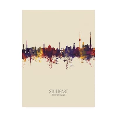 Michael Tompsett 'Stuttgart Germany Skyline Portrait III' Canvas Art
