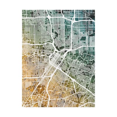Michael Tompsett 'Houston Texas City Street Map Teal Orange' Canvas Art
