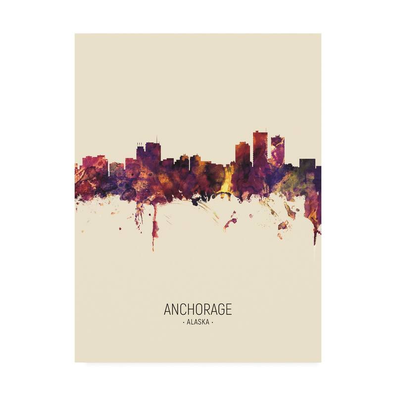 Michael Tompsett 'Anchorage Alaska Skyline Portrait III' Canvas Art - 18x24