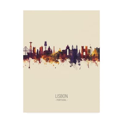Michael Tompsett 'Lisbon Portugal Skyline Portrait III' Canvas Art