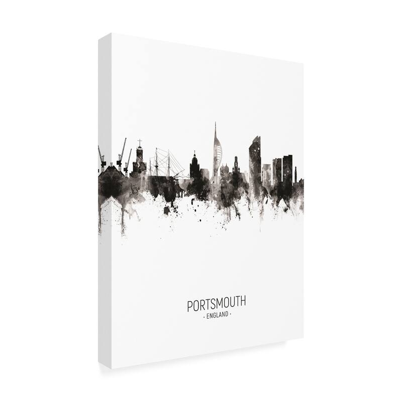 Michael Tompsett 'Portsmouth England Skyline Portrait II' Canvas Art