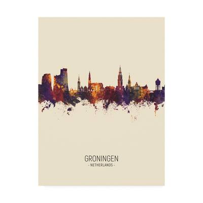 Michael Tompsett 'Groningen The Netherlands Skyline Portrait III' Canvas Art