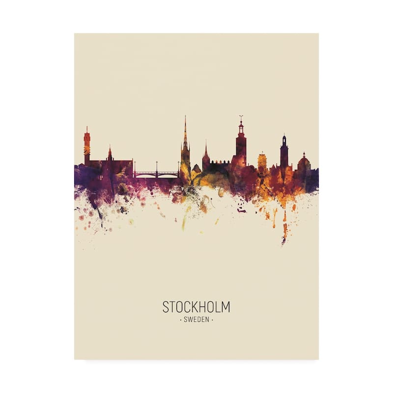 Michael Tompsett 'Stockholm Sweden Skyline Portrait III' Canvas Art - 14x19
