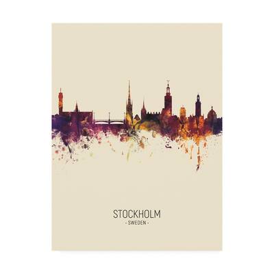Michael Tompsett 'Stockholm Sweden Skyline Portrait III' Canvas Art
