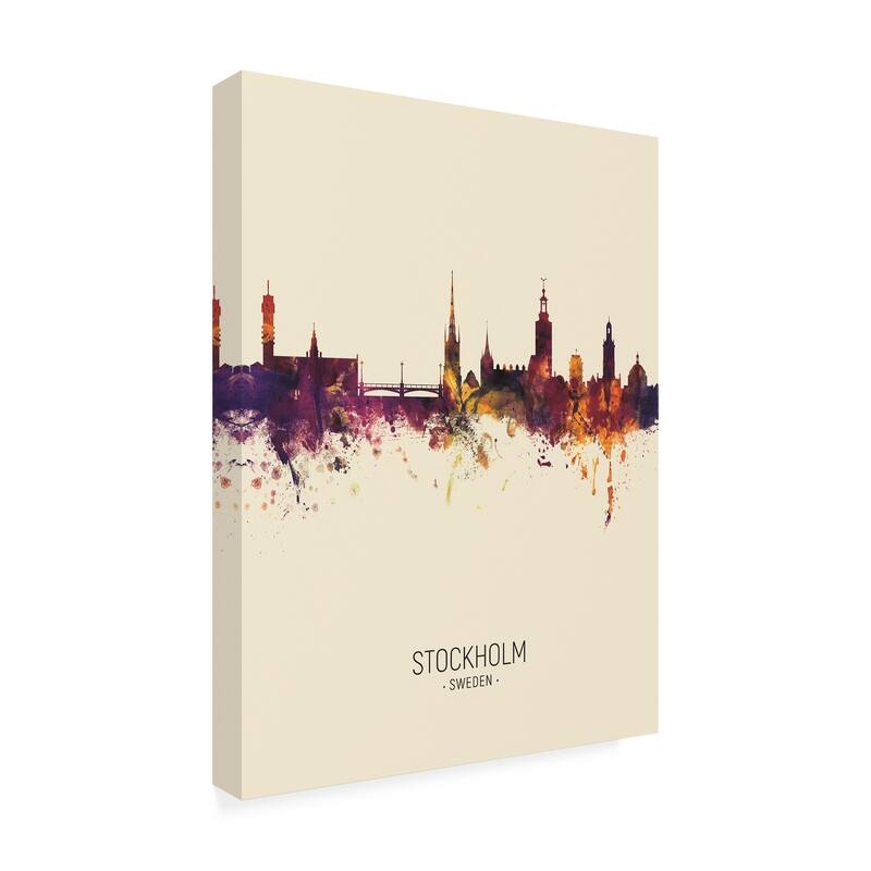 Michael Tompsett 'Stockholm Sweden Skyline Portrait III' Canvas Art