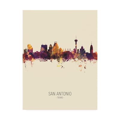 Michael Tompsett 'San Antonio Texas Skyline Portrait III' Canvas Art