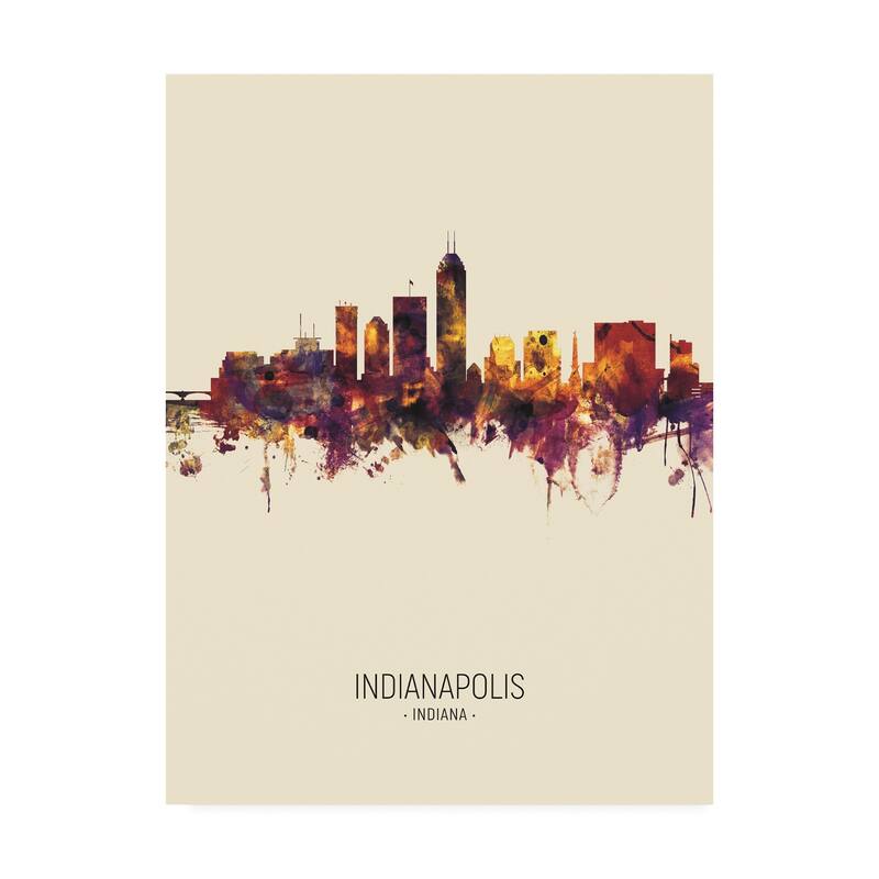 Michael Tompsett 'Indianapolis Indiana Skyline Portrait III' Canvas Art