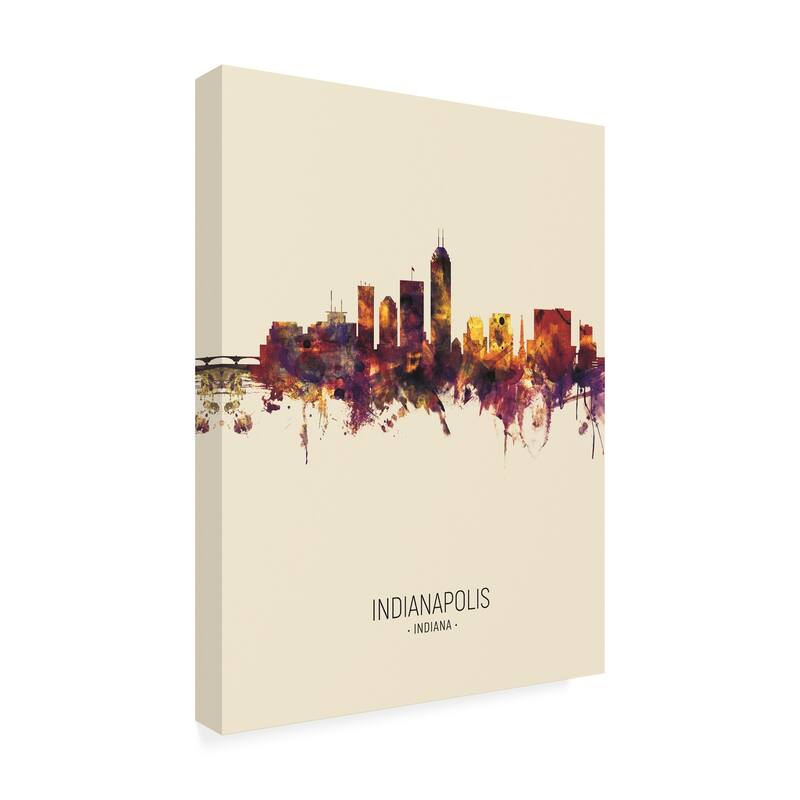 Michael Tompsett 'Indianapolis Indiana Skyline Portrait III' Canvas Art