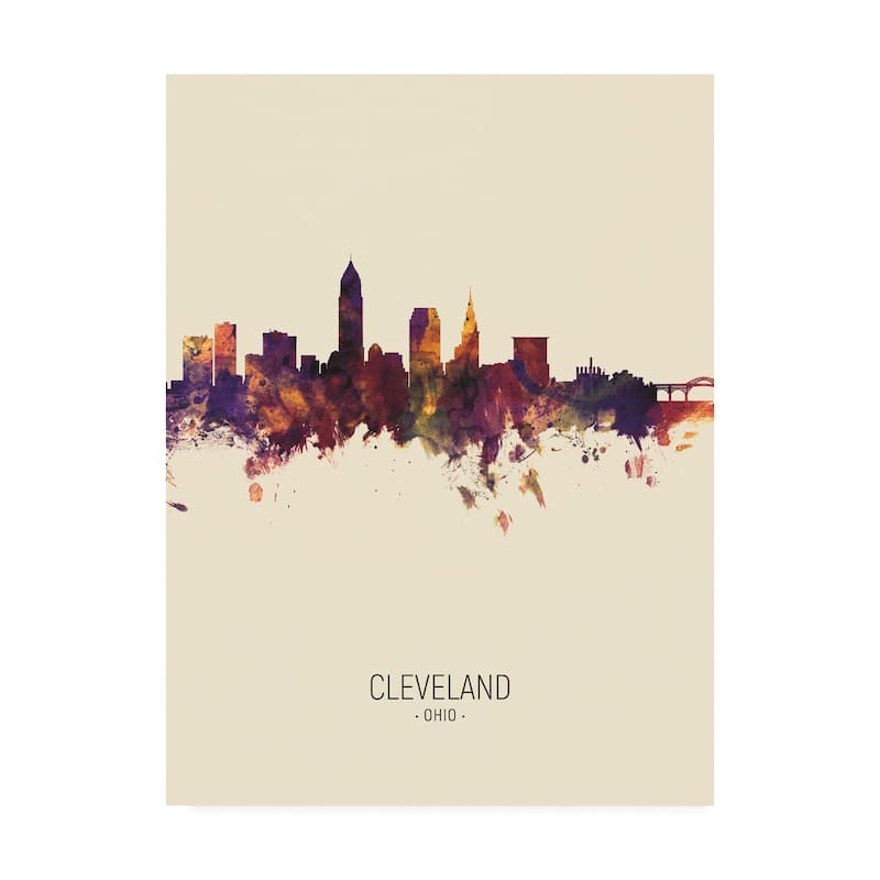 Michael Tompsett 'Cleveland Ohio Skyline Portrait III' Canvas Art