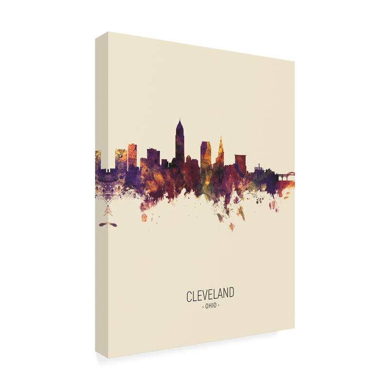 Michael Tompsett 'Cleveland Ohio Skyline Portrait III' Canvas Art
