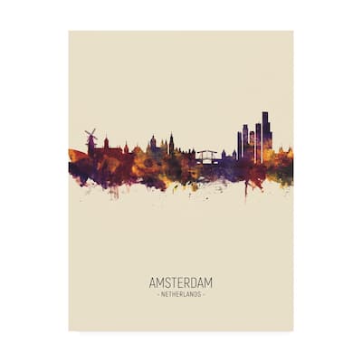 Michael Tompsett 'Amsterdam The Netherlands Skyline Portrait III' Canvas Art