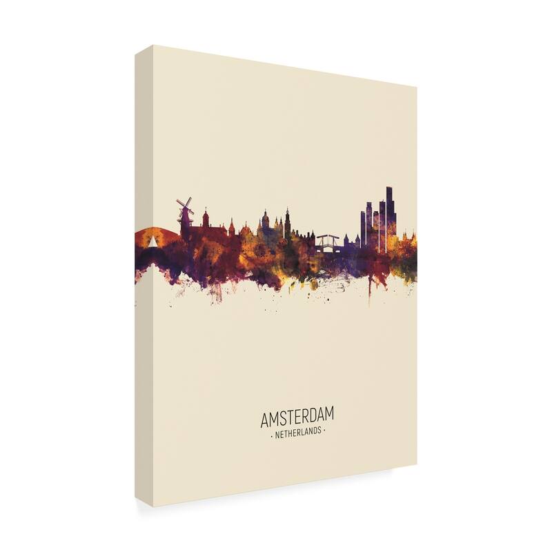 Michael Tompsett 'Amsterdam The Netherlands Skyline Portrait III' Canvas Art