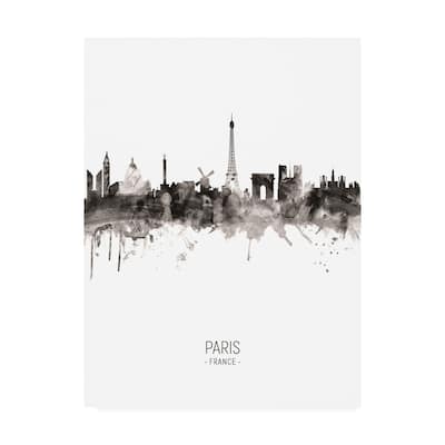 Michael Tompsett 'Paris France Skyline Portrait II' Canvas Art