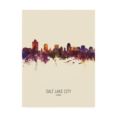 Michael Tompsett 'Salt Lake City Utah Skyline Portrait III' Canvas Art