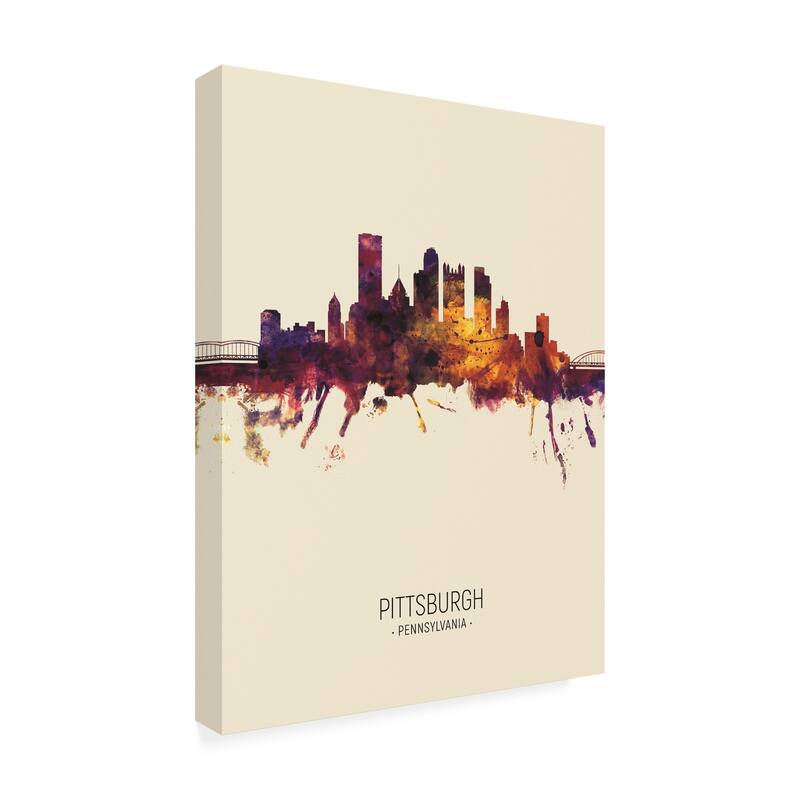 Michael Tompsett 'Pittsburgh Pennsylvania Skyline Portrait III' Canvas ...