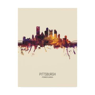 Michael Tompsett 'Pittsburgh Pennsylvania Skyline Portrait III' Canvas Art