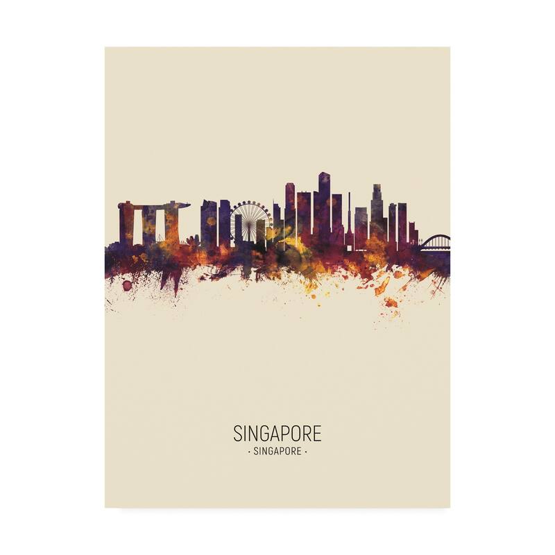 Michael Tompsett 'Singapore Skyline Portrait III' Canvas Art - 14x19
