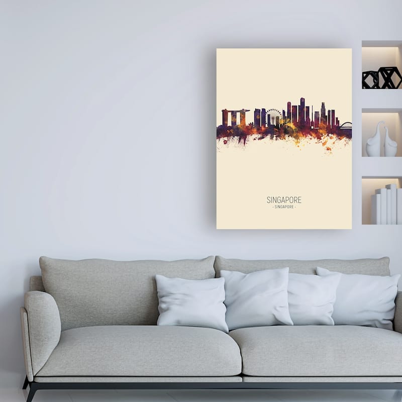 Michael Tompsett 'Singapore Skyline Portrait III' Canvas Art