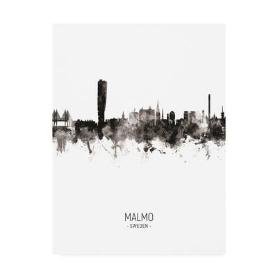 Michael Tompsett 'Malmo Sweden Skyline Portrait II' Canvas Art