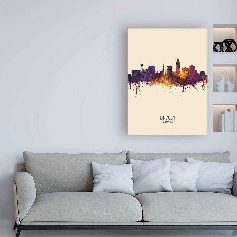Michael Tompsett 'Lincoln Nebraska Skyline Portrait III' Canvas Art