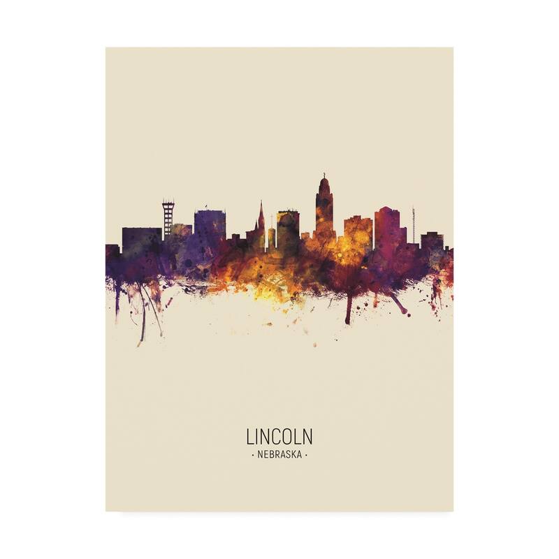 Michael Tompsett 'Lincoln Nebraska Skyline Portrait III' Canvas Art