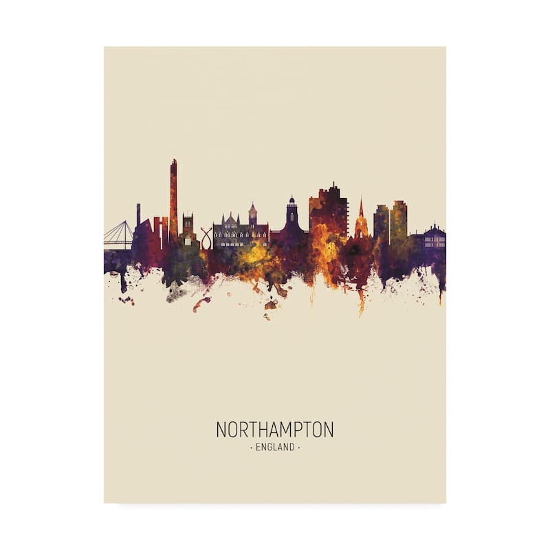 Michael Tompsett 'Northampton England Skyline Portrait III' Canvas Art - 18x24