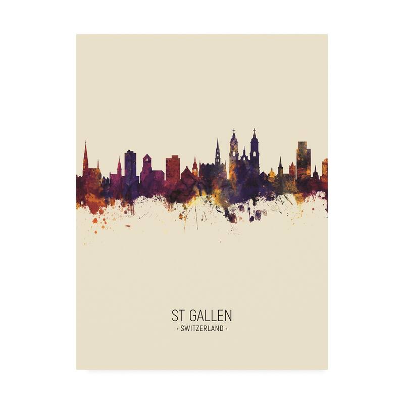 Michael Tompsett 'St Gallen Switzerland Skyline Portrait III' Canvas Art