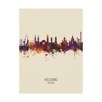 Michael Tompsett 'Helsinki Finland Skyline Portrait III' Canvas Art
