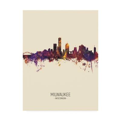 Michael Tompsett 'Milwaukee Wisconsin Skyline Portrait III' Canvas Art