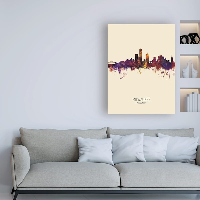 Michael Tompsett 'milwaukee Wisconsin Skyline Portrait Iii' Canvas Art 