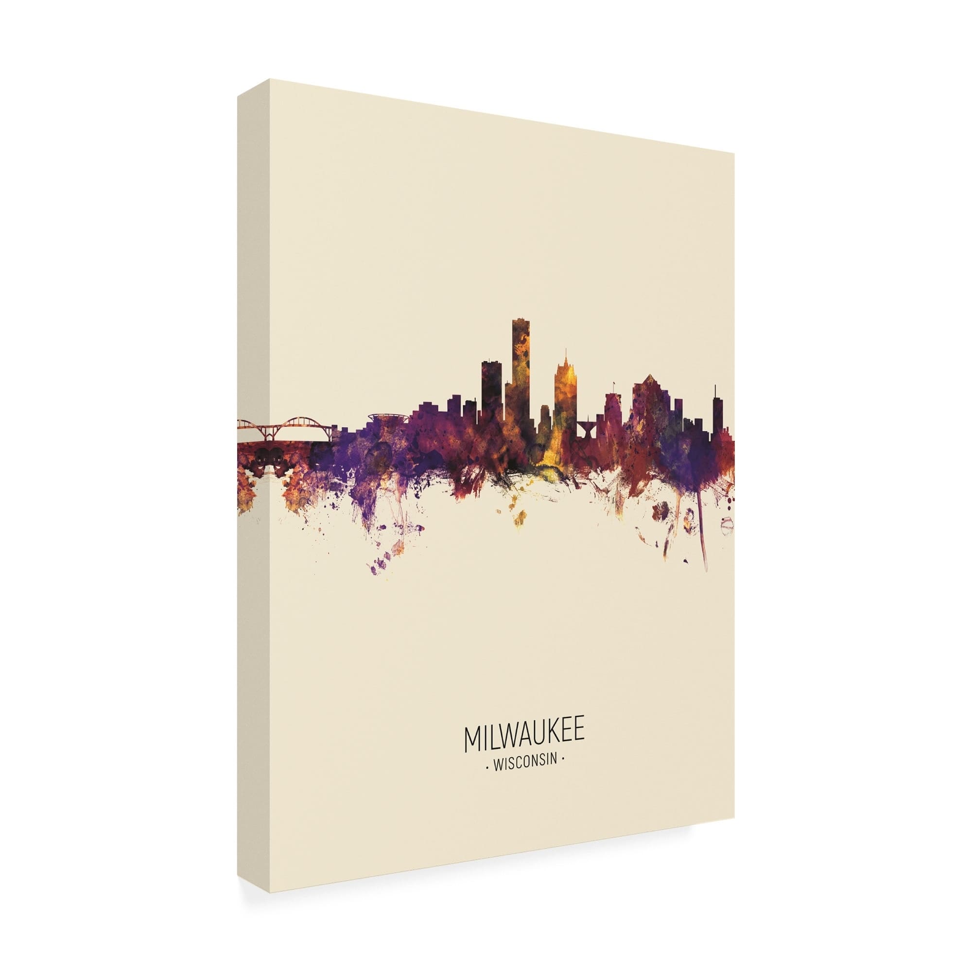 Michael Tompsett 'milwaukee Wisconsin Skyline Portrait Iii' Canvas Art 