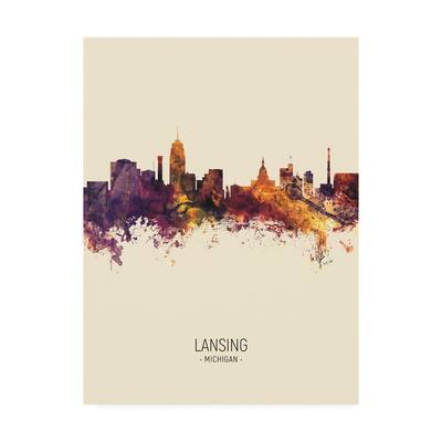 Michael Tompsett 'Lansing Michigan Skyline Portrait III' Canvas Art