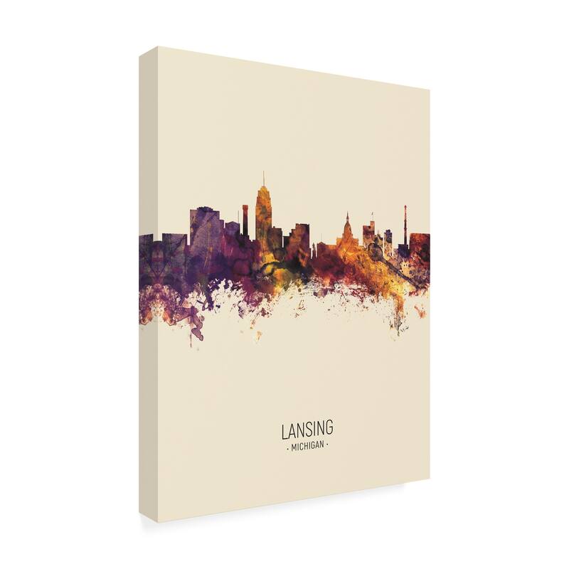 Michael Tompsett 'Lansing Michigan Skyline Portrait III' Canvas Art