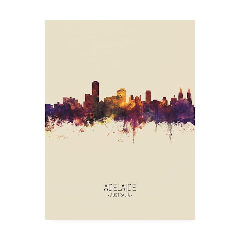 Michael Tompsett 'Adelaide Australia Skyline Portrait III' Canvas Art - 18x24