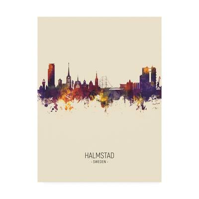 Michael Tompsett 'Halmstad Sweden Skyline Portrait III' Canvas Art