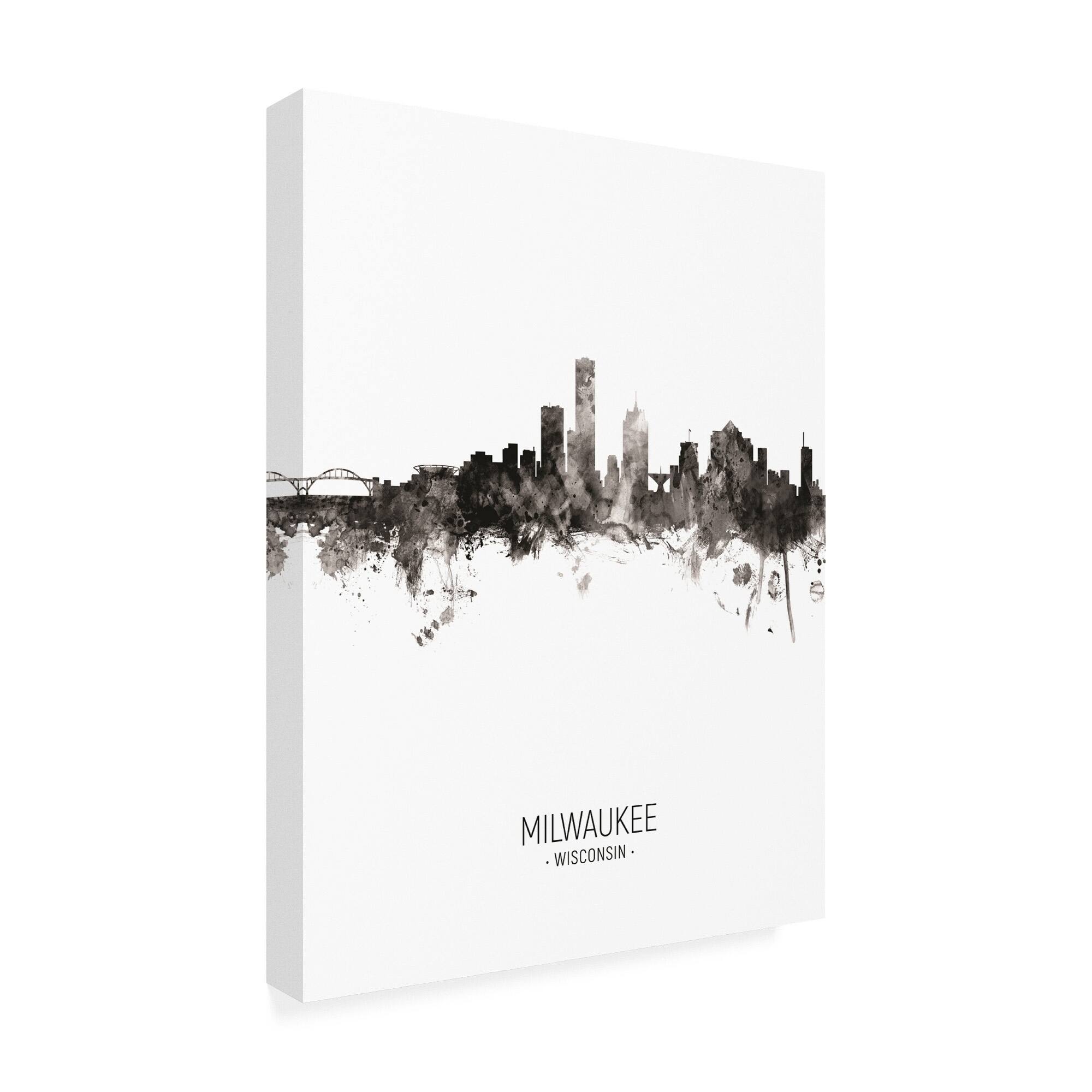 Michael Tompsett 'Milwaukee Wisconsin Skyline Portrait II' Canvas Art ...