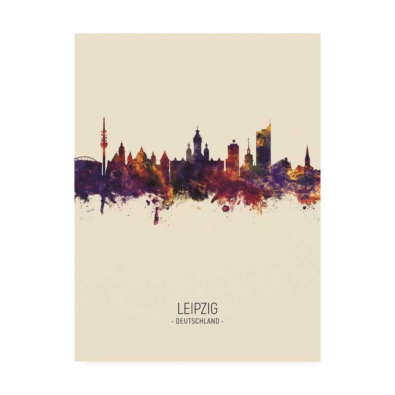 Michael Tompsett 'Leipzig Germany Skyline Portrait III' Canvas Art