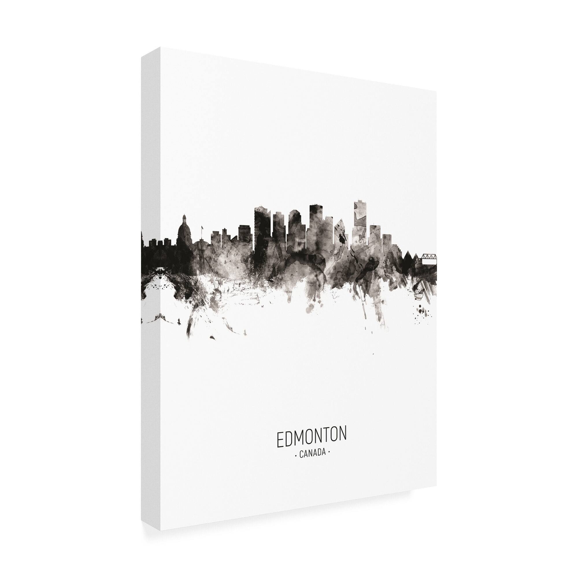 Michael Tompsett 'Edmonton Canada Skyline Portrait II' Canvas Art Bed